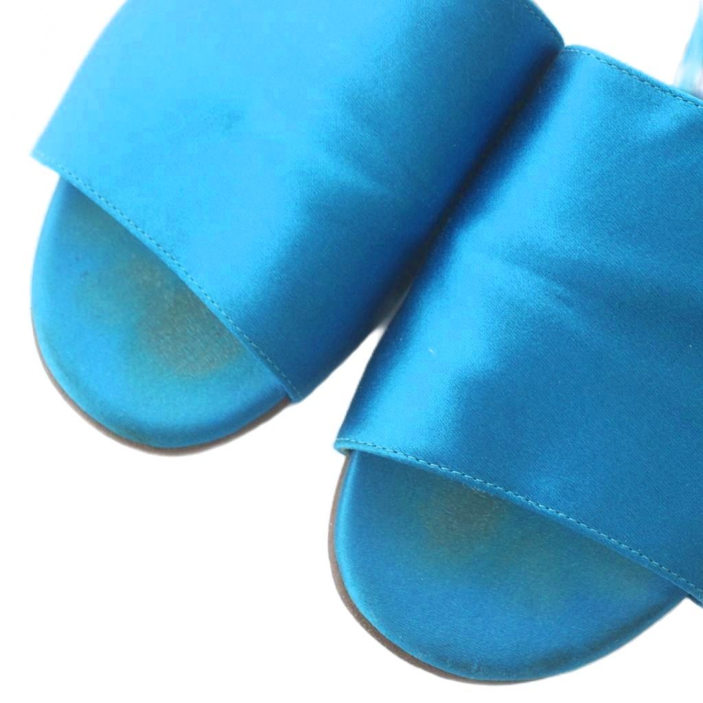 マノロブラニク MANOLO BLAHNIK サテン フラット サンダル スライド 37