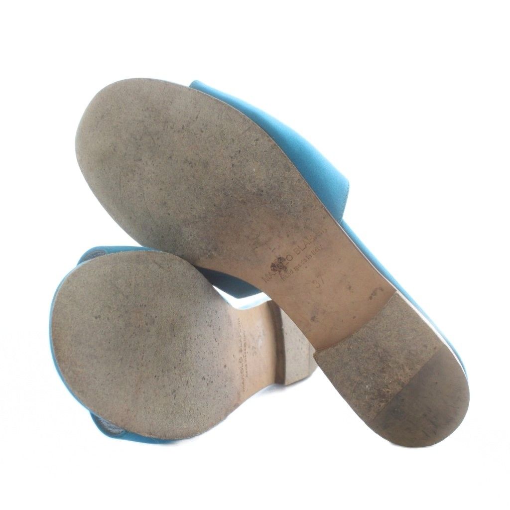 マノロブラニク MANOLO BLAHNIK サテン フラット サンダル スライド 37