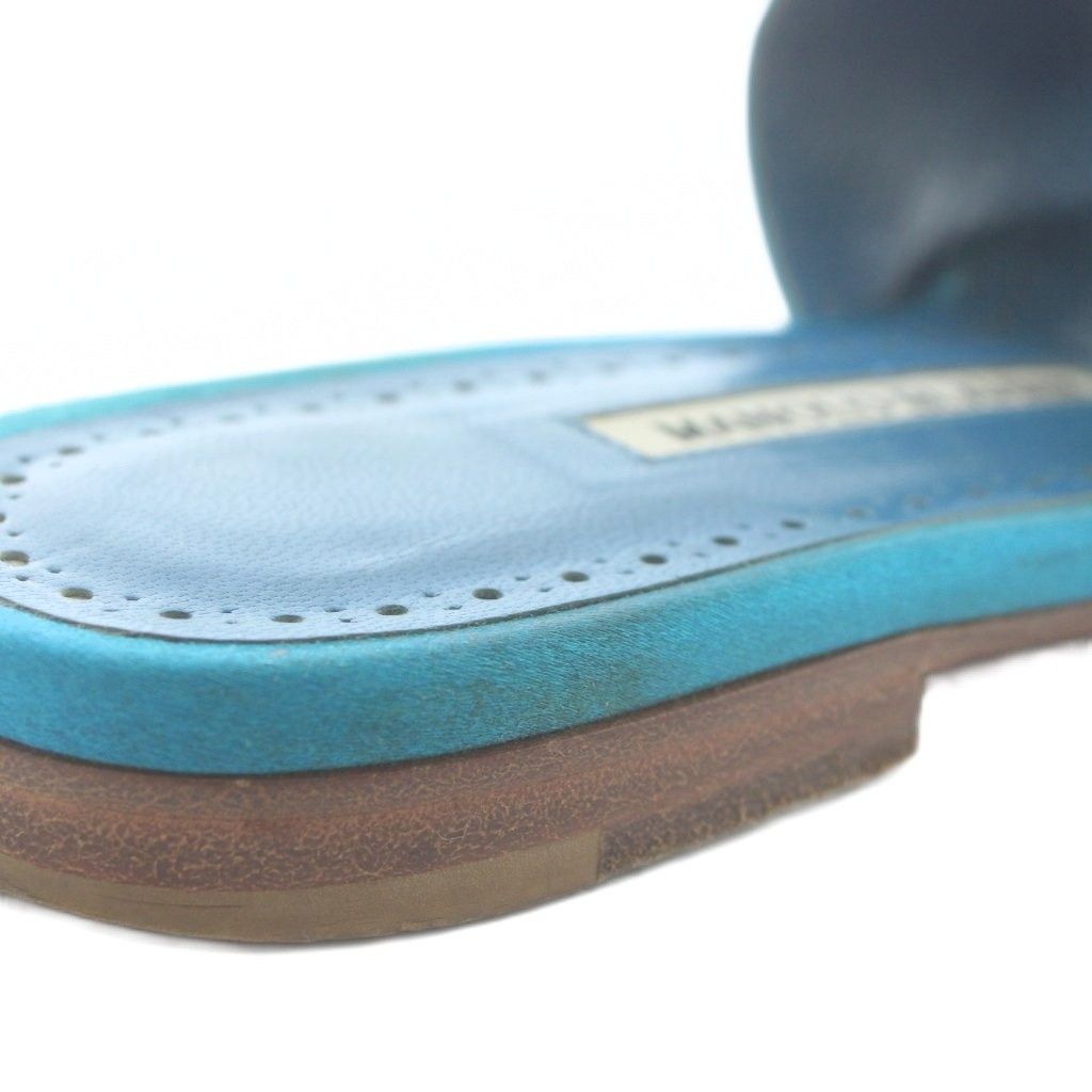 マノロブラニク MANOLO BLAHNIK サテン フラット サンダル スライド 37