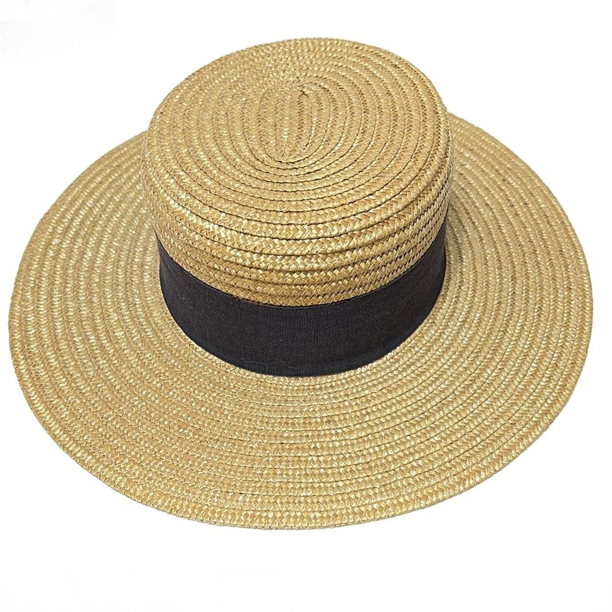 GUCCI(グッチ) ハット 56美品 - ベージュ×黒 ストローハット/g.gucci