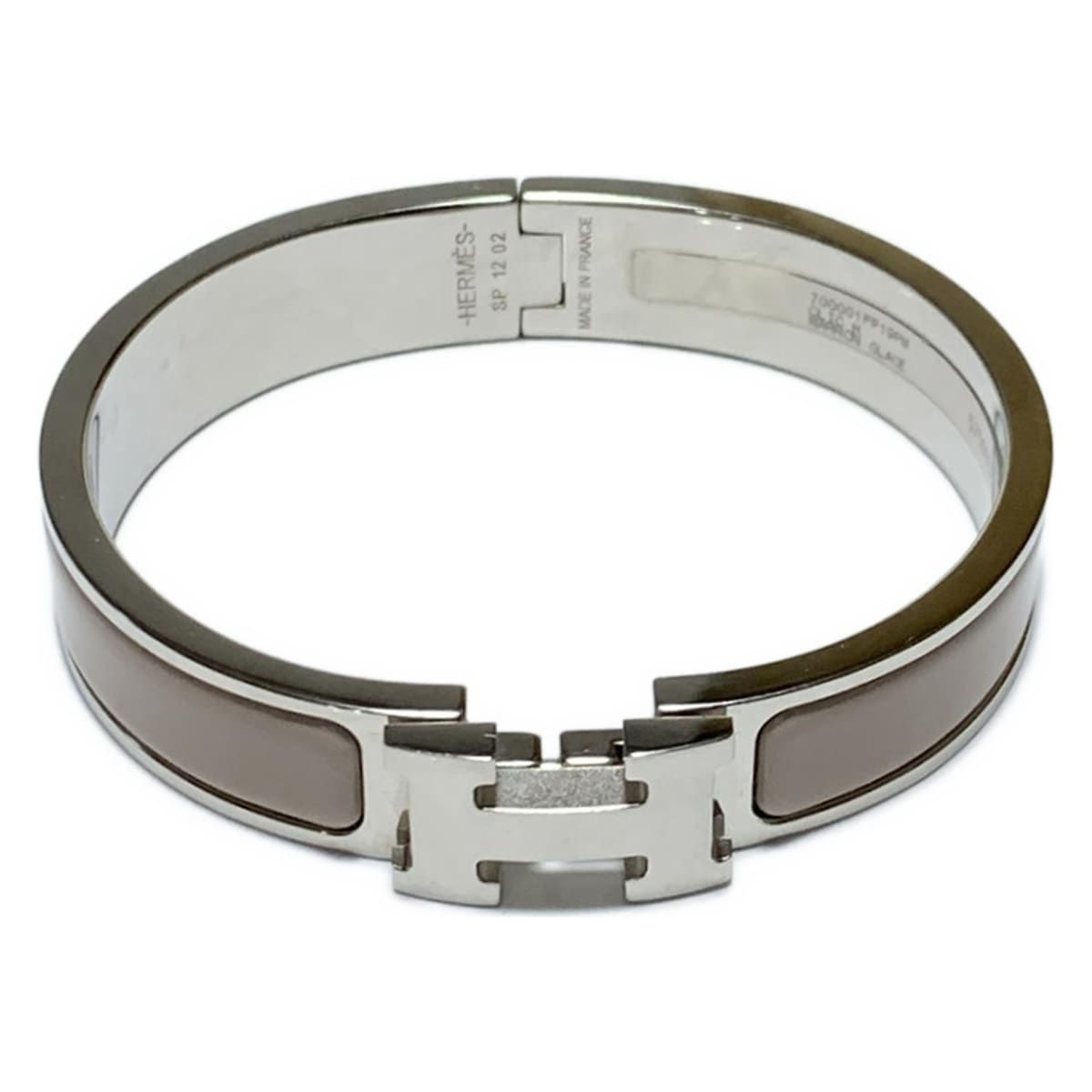 エルメス　クリックH アッシュブレスレット バングル シルバー　マロングラッセ HERMES(エルメス) バングル クリックH シルバー×マロングラッセ - メルカリ