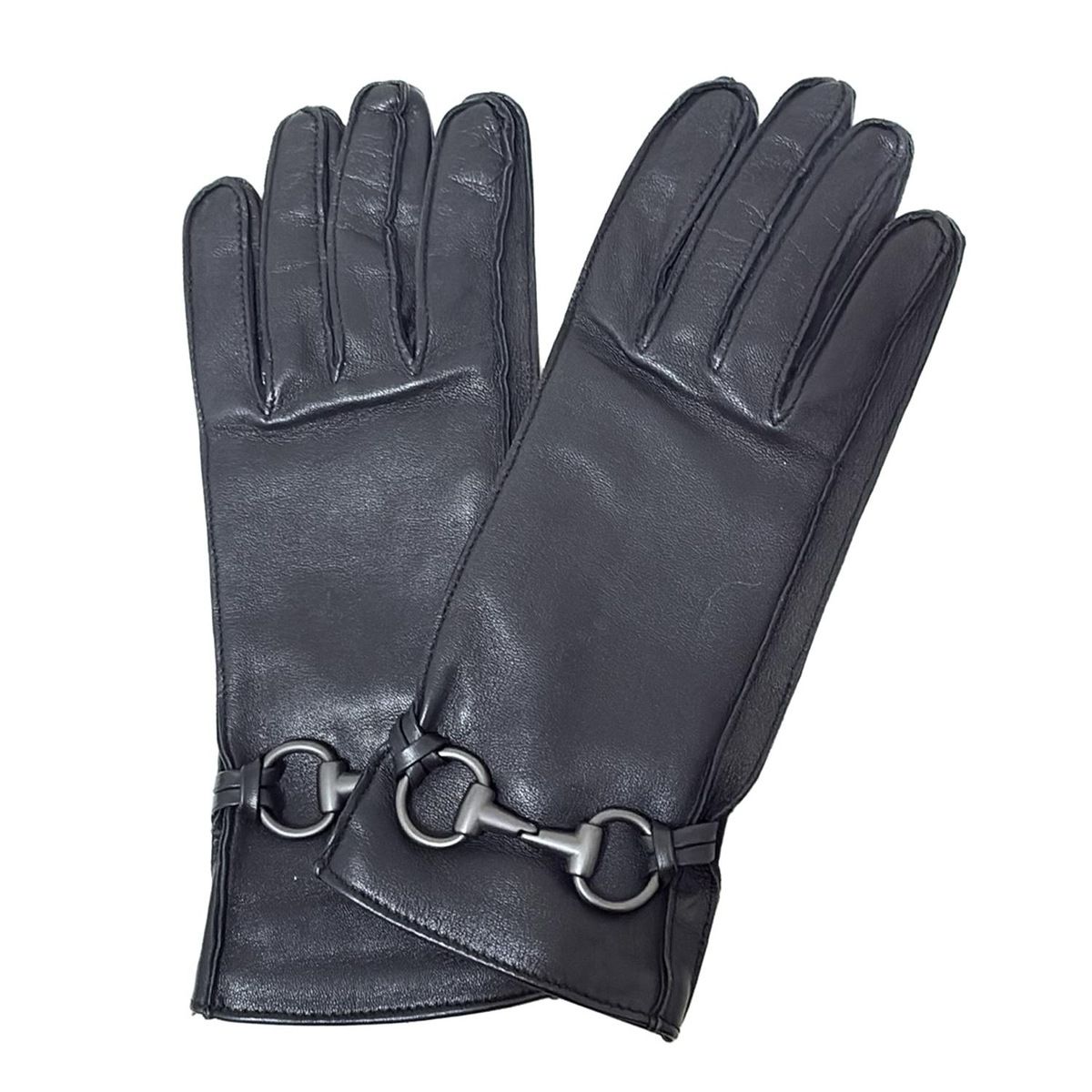 GUCCI(グッチ) 手袋 レディース 黒 ホースビット レザー - メルカリ