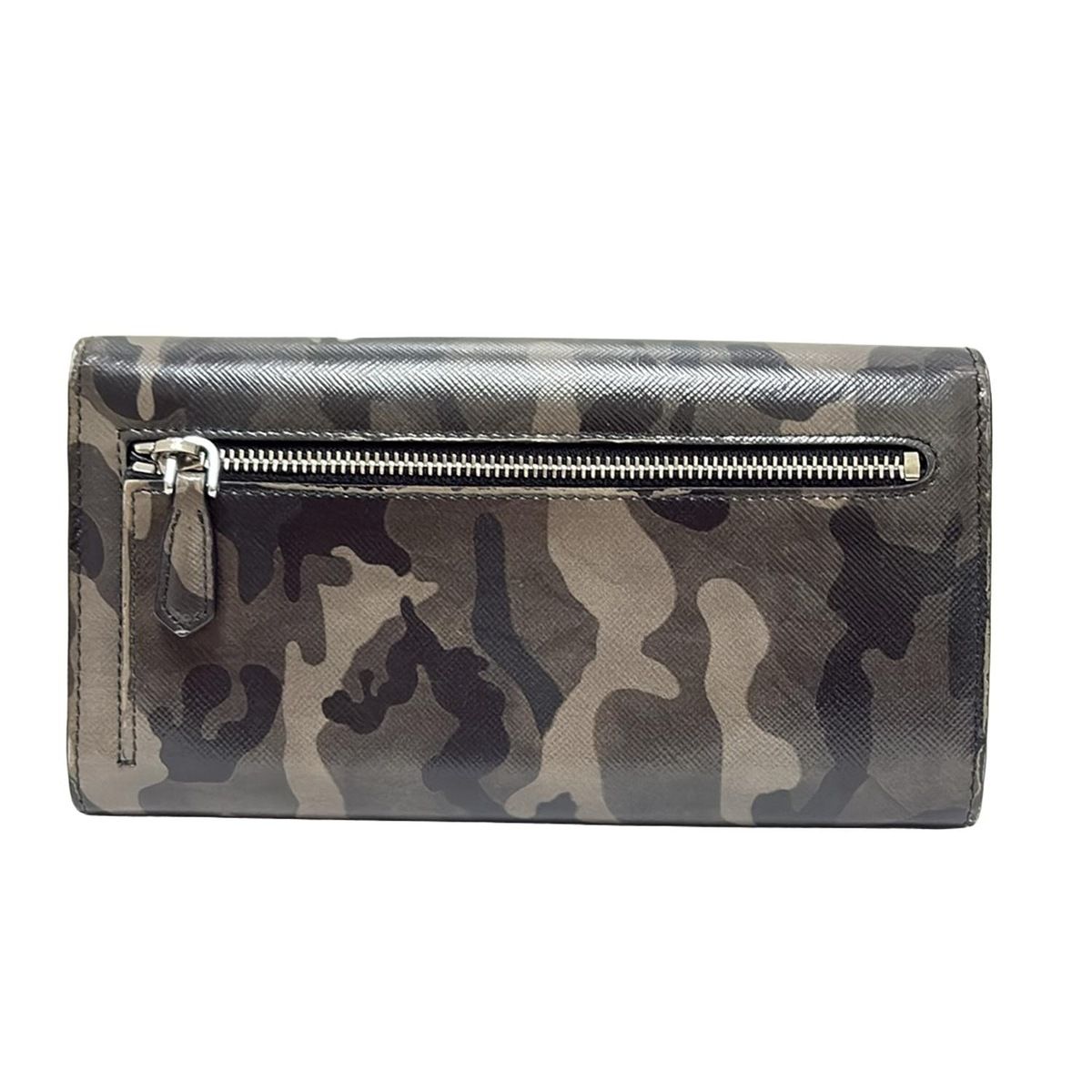 PRADA(プラダ) 長財布 - 黒×ベージュ×カーキ 迷彩柄 レザー - メルカリ