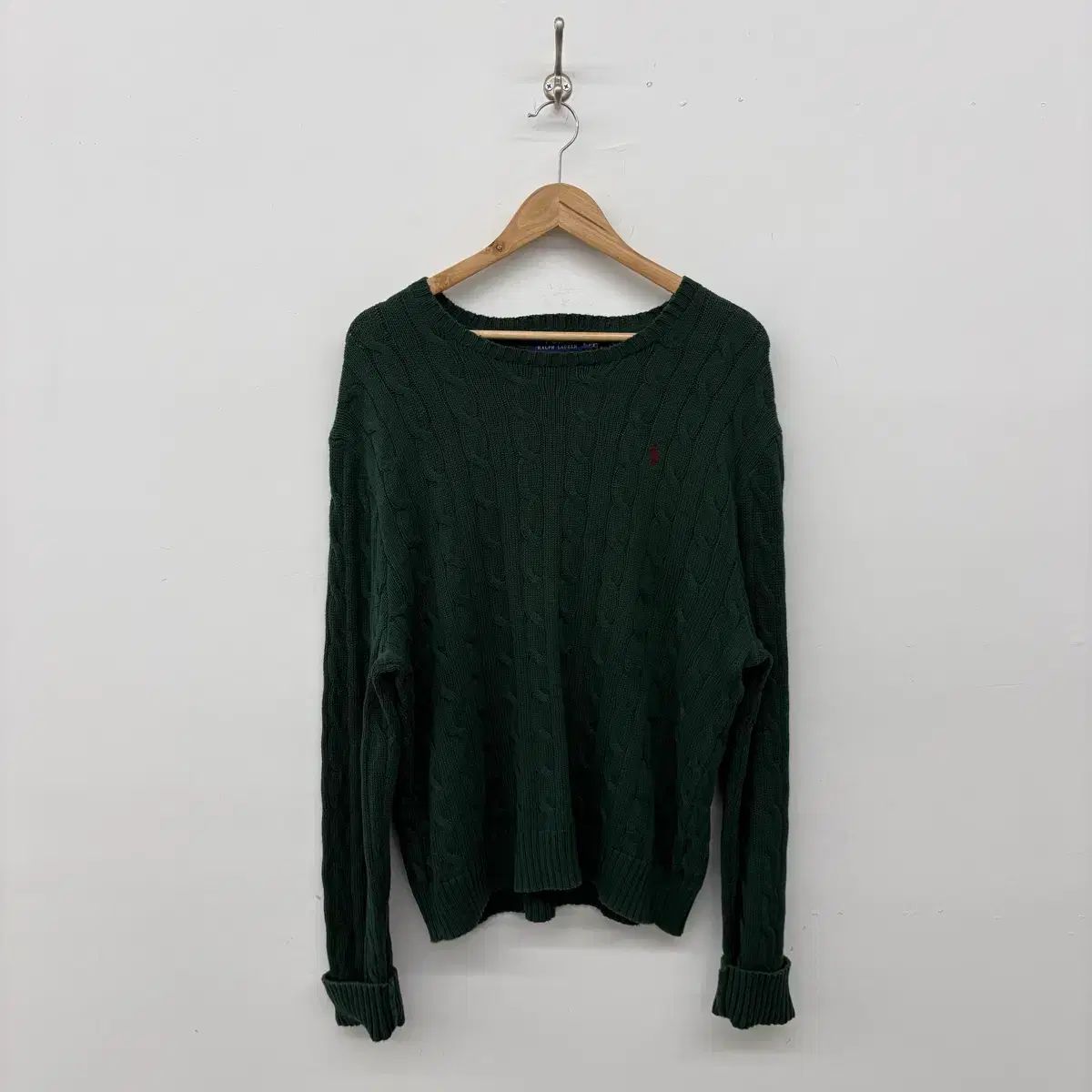 ポロ ラルフローレン ケーブルニット グリーン レディース/L - メルカリ