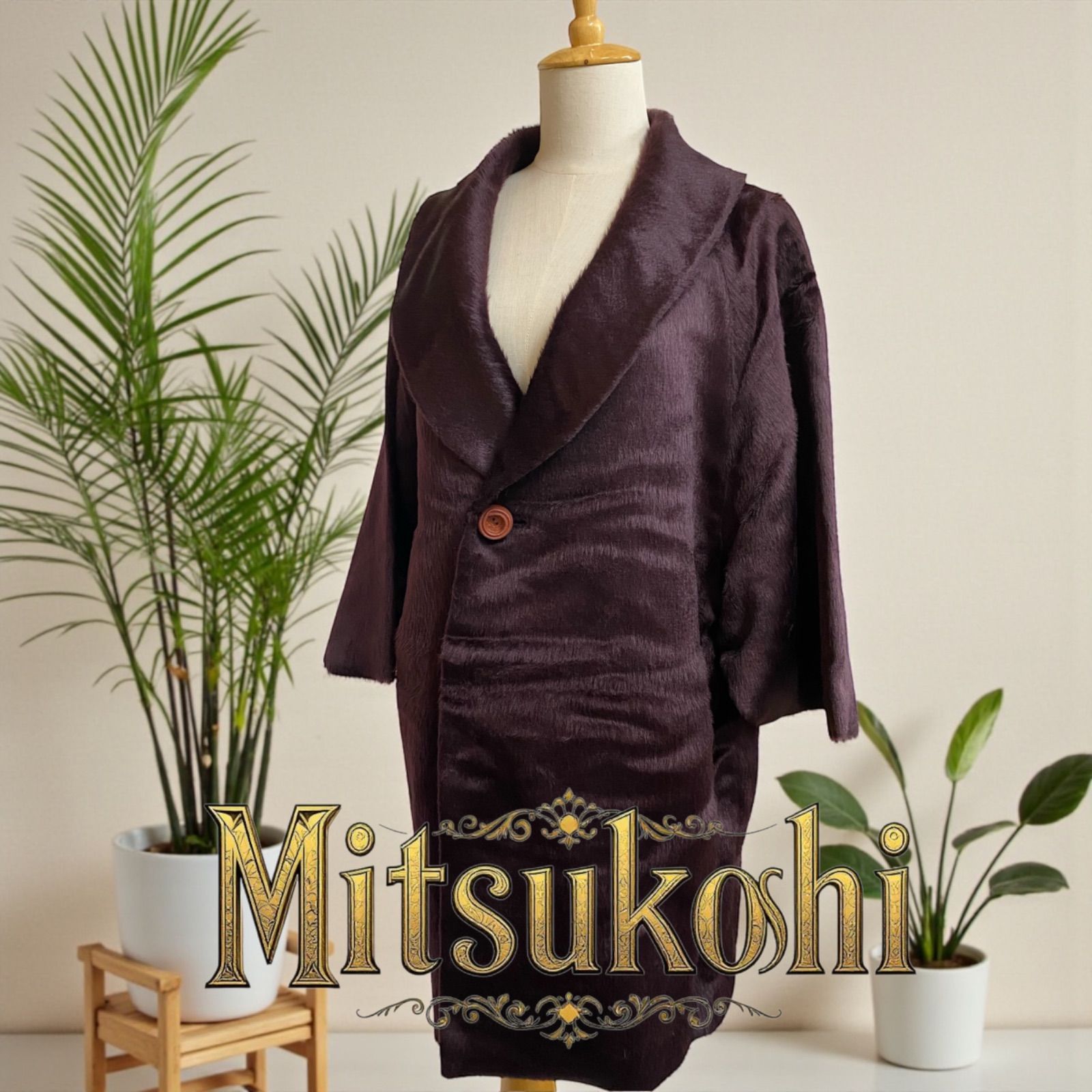 MITSUKOSHI 三越毛皮コート 紫 レトロ レディースファッション コート 