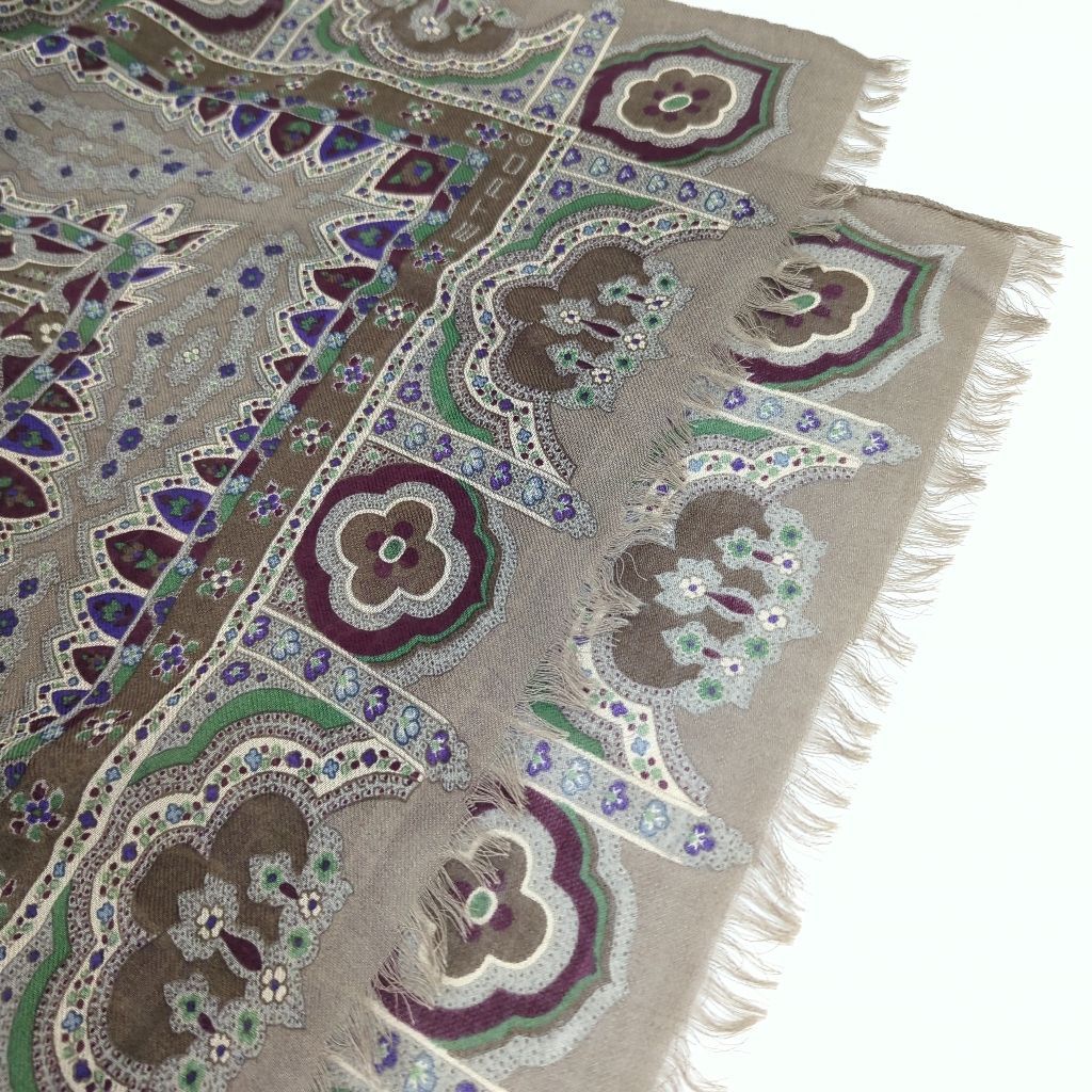 T エトロ ETRO ストール ショール シルク ウール 混 イタリア製