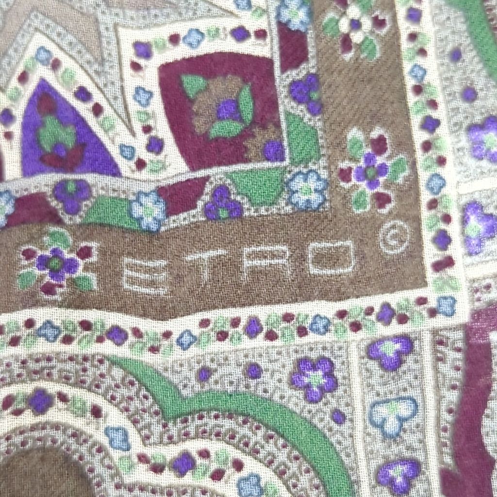 T エトロ ETRO ストール ショール シルク ウール 混 イタリア製