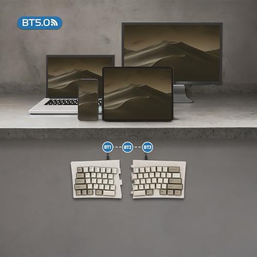  iSTEL MD 600 Alpha Rhino 英語配列 茶軸 分離型 キーボード 有線 USB 無線 Bluetooth 5 0 60 レイアウト 64 キー 白系アイボリー PBT ライノカラーダブル Gate 6 d c 6930 その他 キッチン 食器