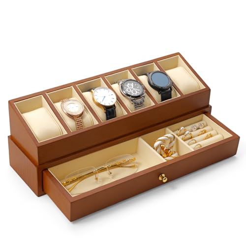 時計ケース 木製 腕時計 ケース 3本 2段式 引き出し付き 時計収納ボックス 持ち運び おしゃれ 適格請求書に対応 X 07301 ベージュ 1 cf 71 c 53
