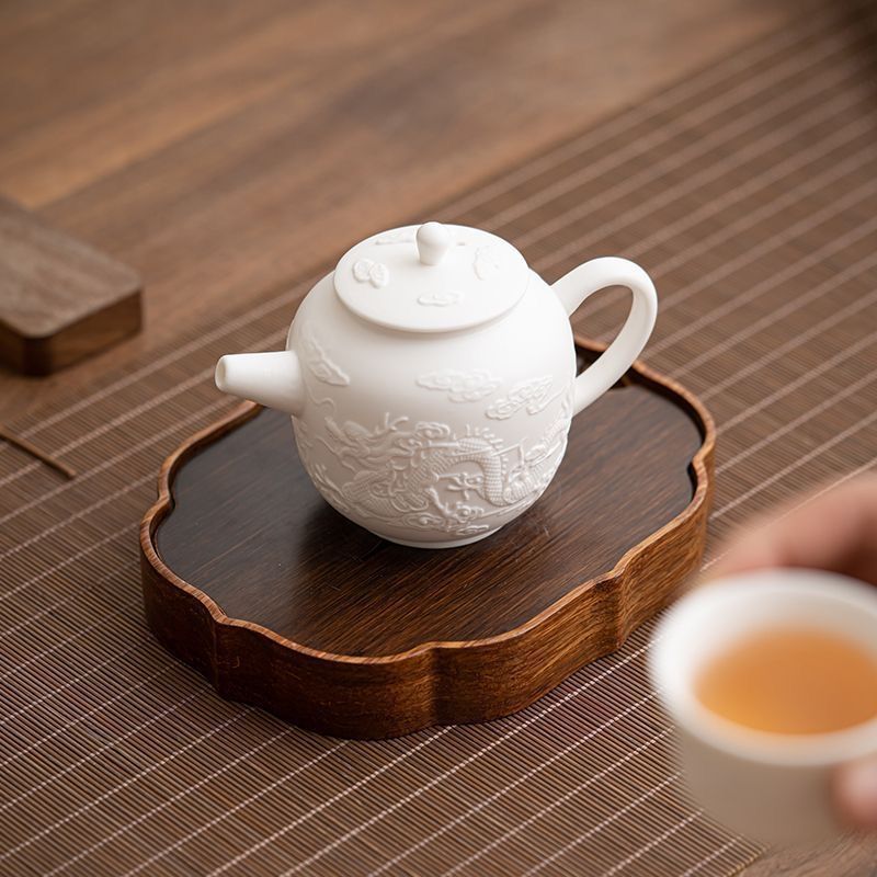 新品・未使用】 白磁 龍鳳茶壺 茶道具茶器 煎茶道具 美術品 工芸品