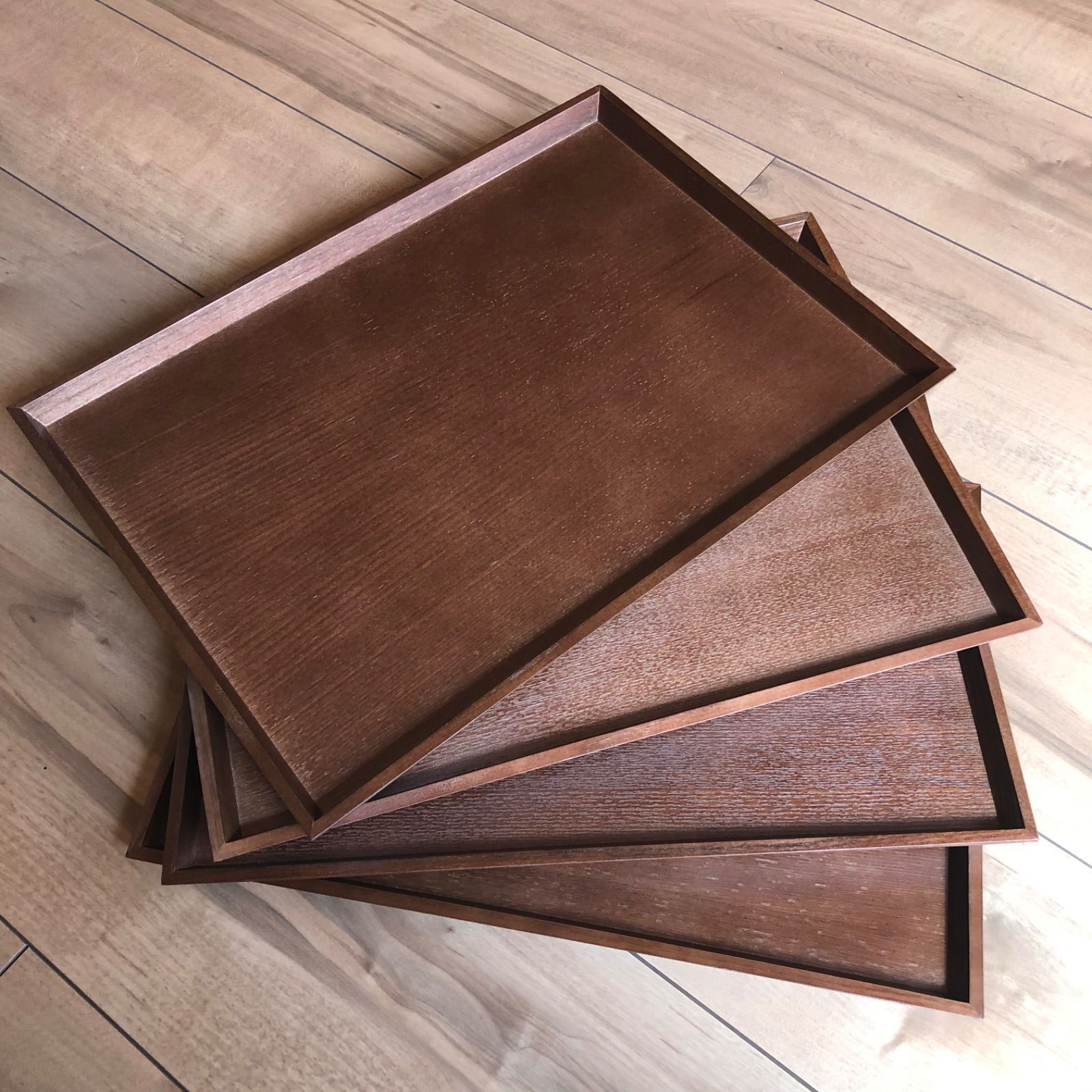 新品 木製トレー 5枚セット 木 トレイ お盆 お食事トレイ スタッキング