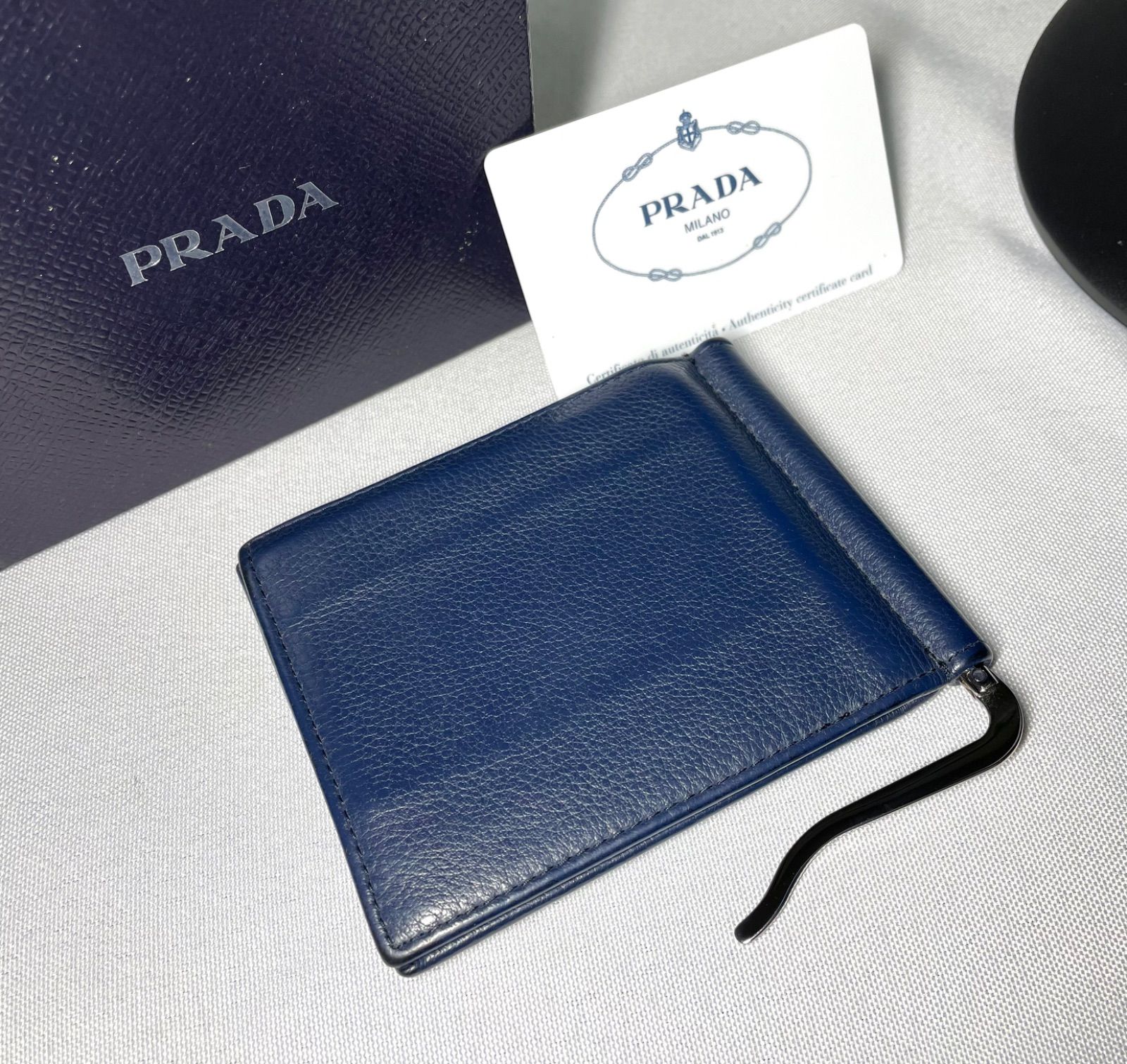 プラダ　PRADA ネイビー マネークリップ PRADAプラダマネークリップネイビー