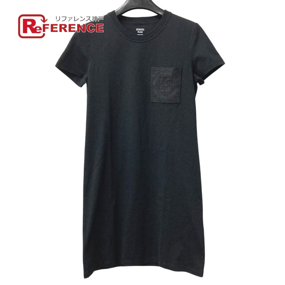 HERMES エルメス ワンピース 刺繍入り モザイク Hロゴ ポケット