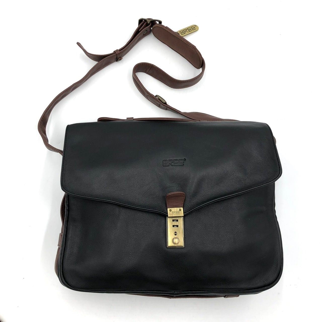 BREE ブリー ビジネスバッグ 2way 本革 レザー 黒 茶 A4可 鍵付き