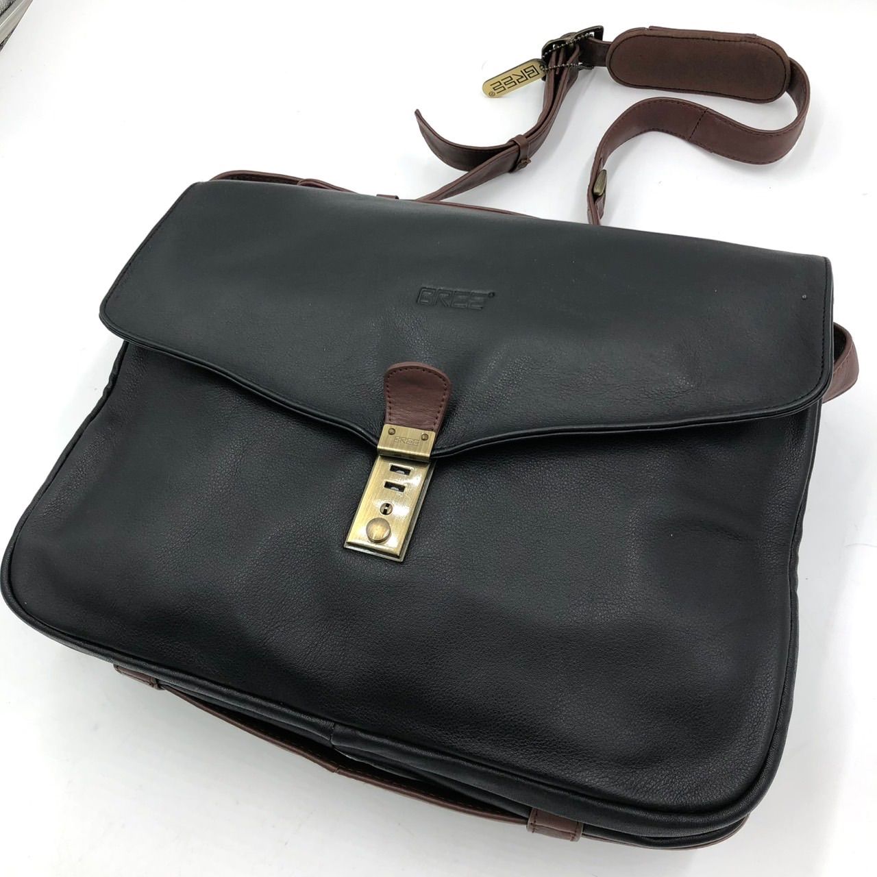 BREE ブリー ビジネスバッグ 2way 本革 レザー 黒 茶 A4可 鍵付き