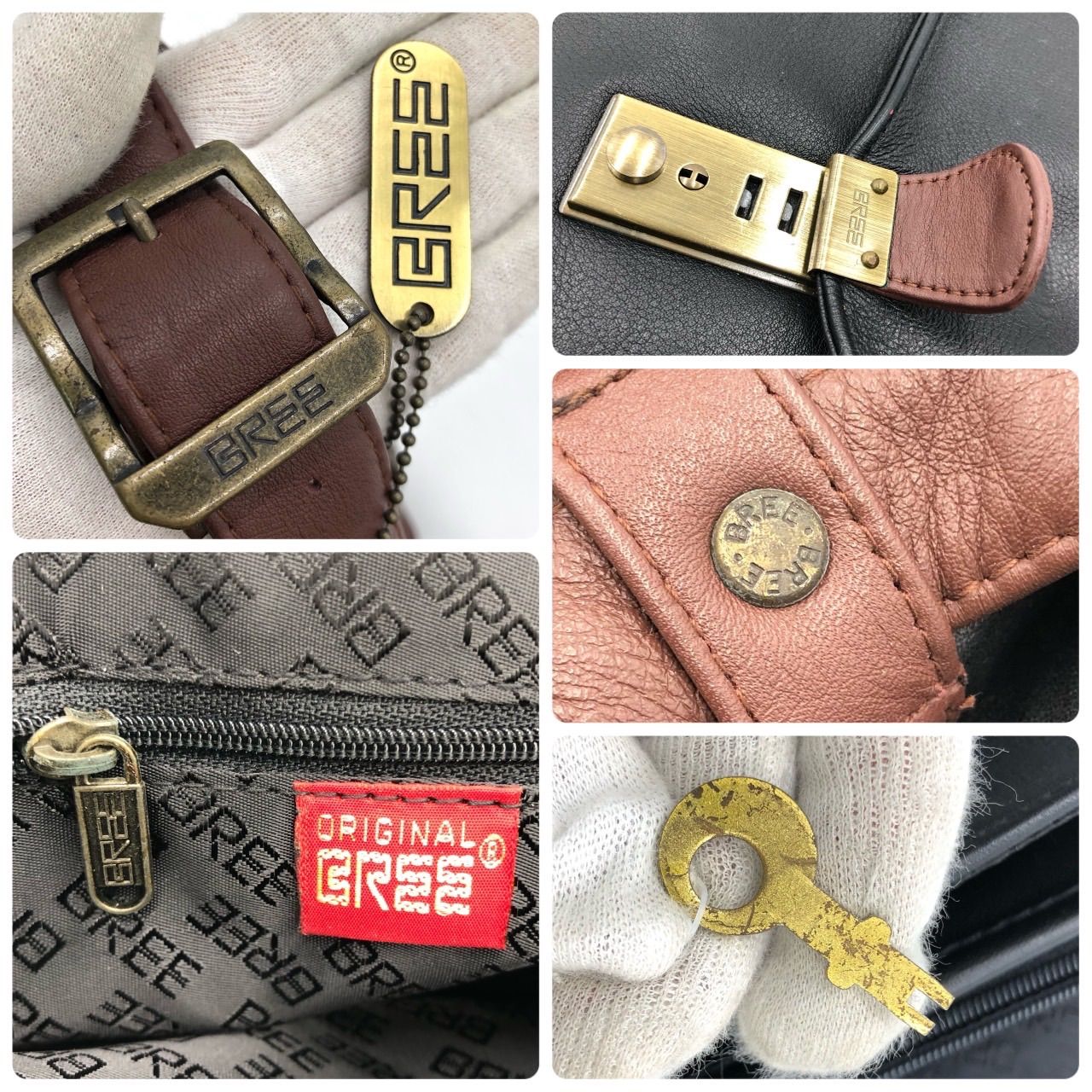 BREE ブリー ビジネスバッグ 2way 本革 レザー 黒 茶 A4可 鍵付き