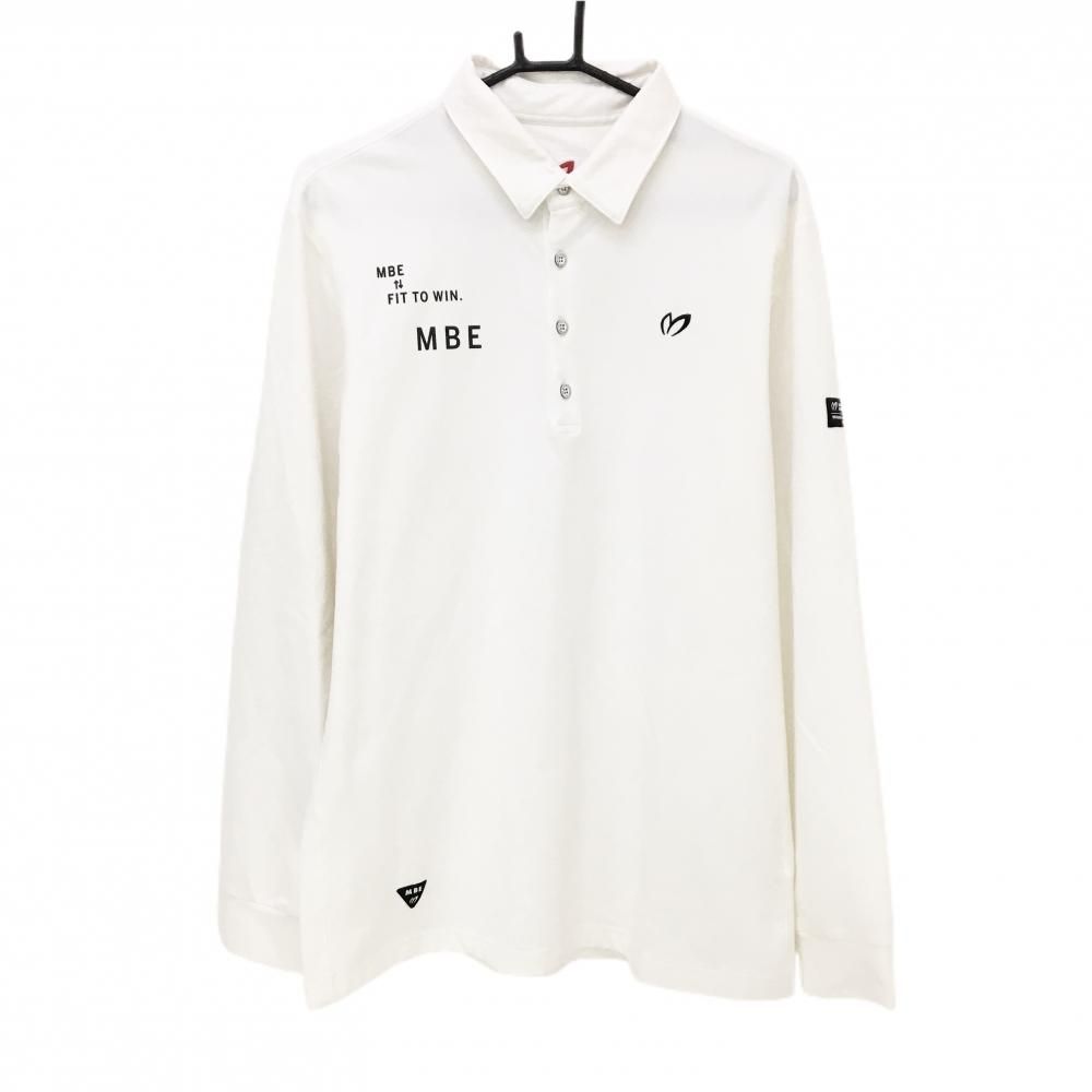 美品】マスターバニー 長袖ポロシャツ 白 微起毛 ロゴ黒 メンズ 6(XL