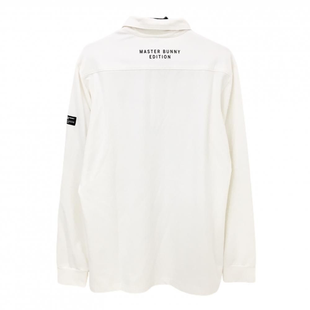 美品】マスターバニー 長袖ポロシャツ 白 微起毛 ロゴ黒 メンズ 6(XL