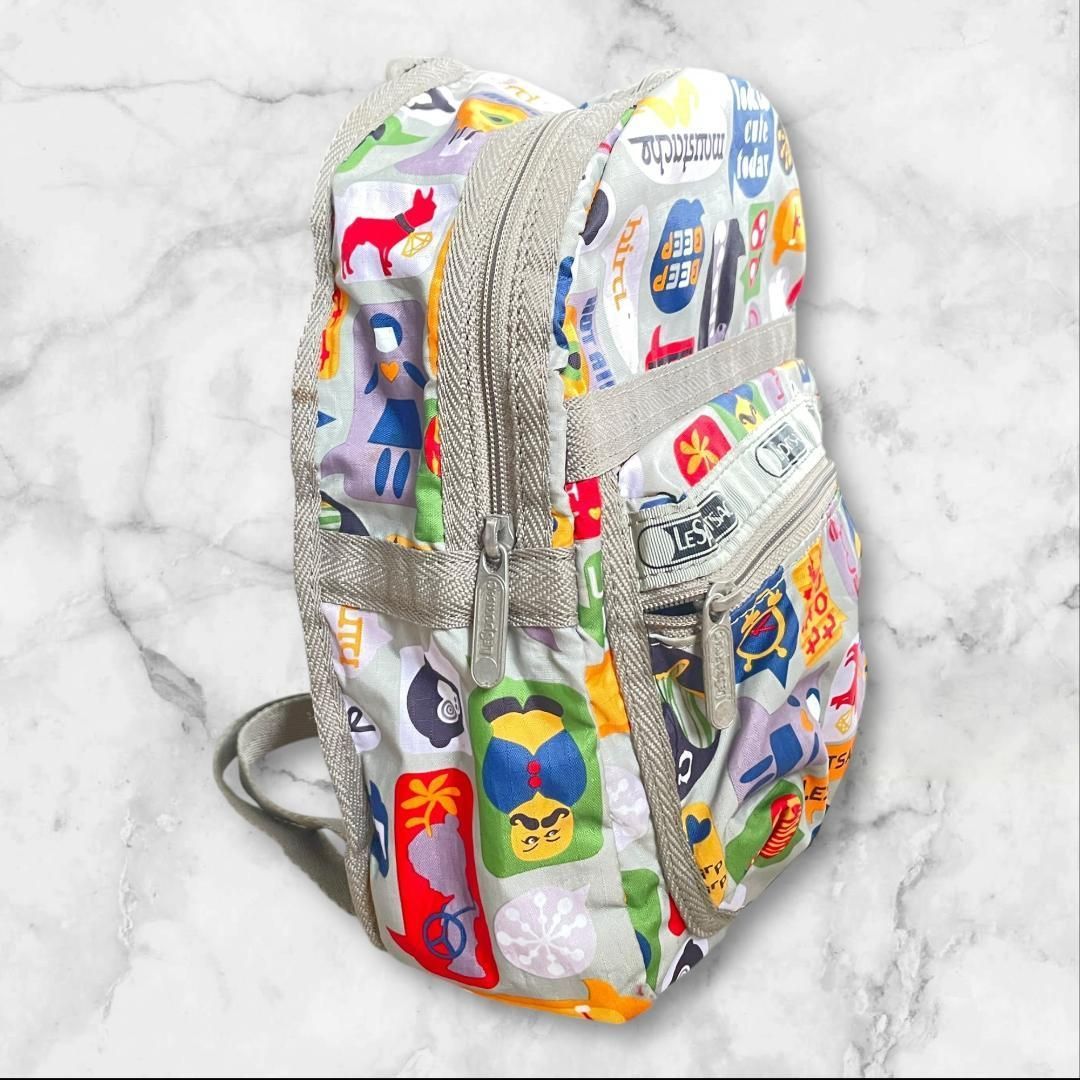 LeSportsac レスポートサック ミニリュック 総柄 グレー バックパック