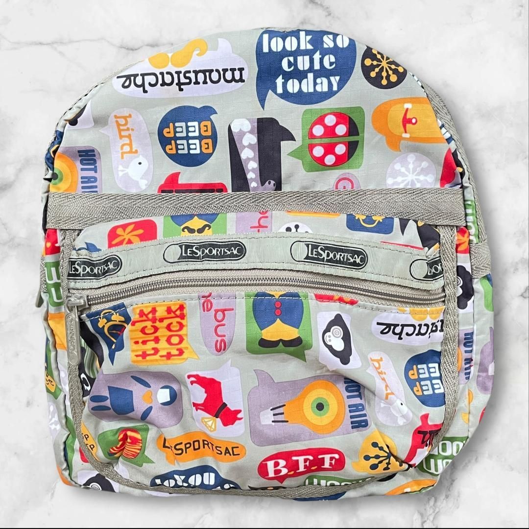 LeSportsac レスポートサック ミニリュック 総柄 グレー バックパック