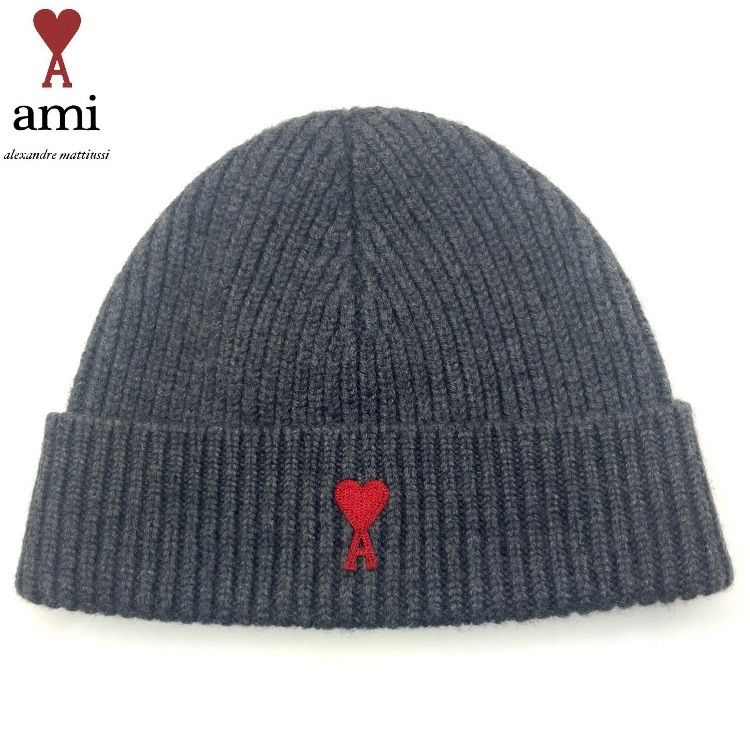 極美品】ami paris アミパリス グレー ニット帽 ビーニー ウール