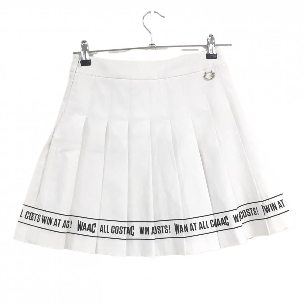 美品】ワック スカート 白×黒 裾ロゴプリント 韓国モデル プリーツ