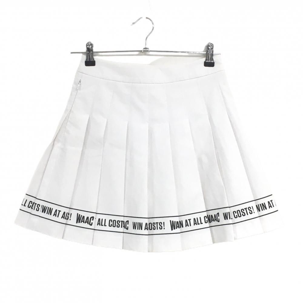 美品】ワック スカート 白×黒 裾ロゴプリント 韓国モデル プリーツ
