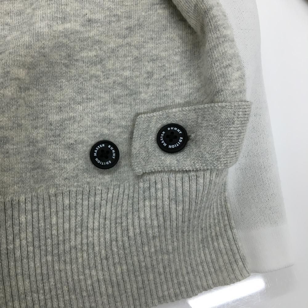 美品】マスターバニー ニットジャケット 白×杢グレー 切替 コットン混