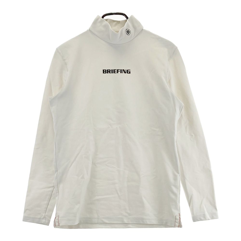 【美品】ブリーフィングゴルフ ロゴラインハイネック長袖シャツ M ホワイト ブリーフィング ゴルフ ウェア メンズ ウォーム ロングスリーブ