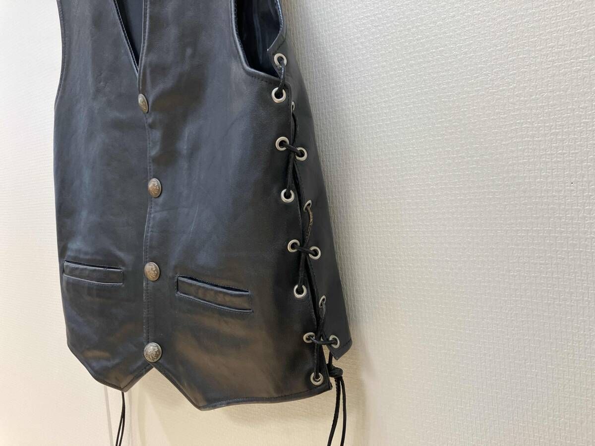 HORN WORKS ホーンワークス レザーコンチョベスト レザーベスト サイズ