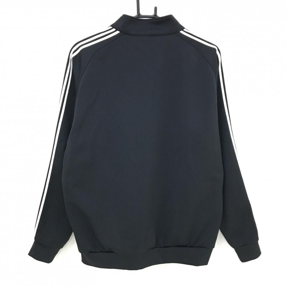 アディダス 長袖ハイネックシャツ 黒×白 ハーフジップ 3ライン ロゴ刺しゅう  メンズ M/M ゴルフウェア adidas