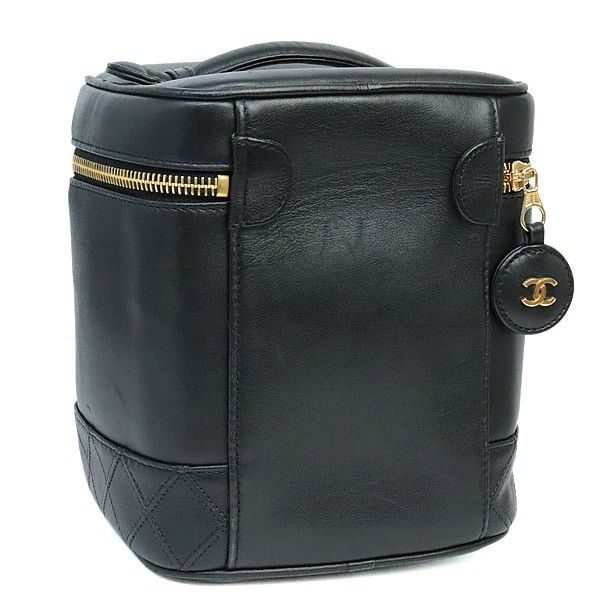 広尾店】 シャネル CHANEL ビコローレ バニティバッグ ラムスキン 黒 G