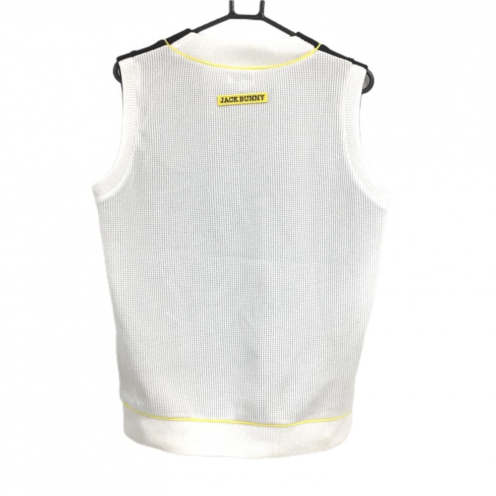 美品】ジャックバニー ニットベスト 黒×白 ロゴイエロー Vネック