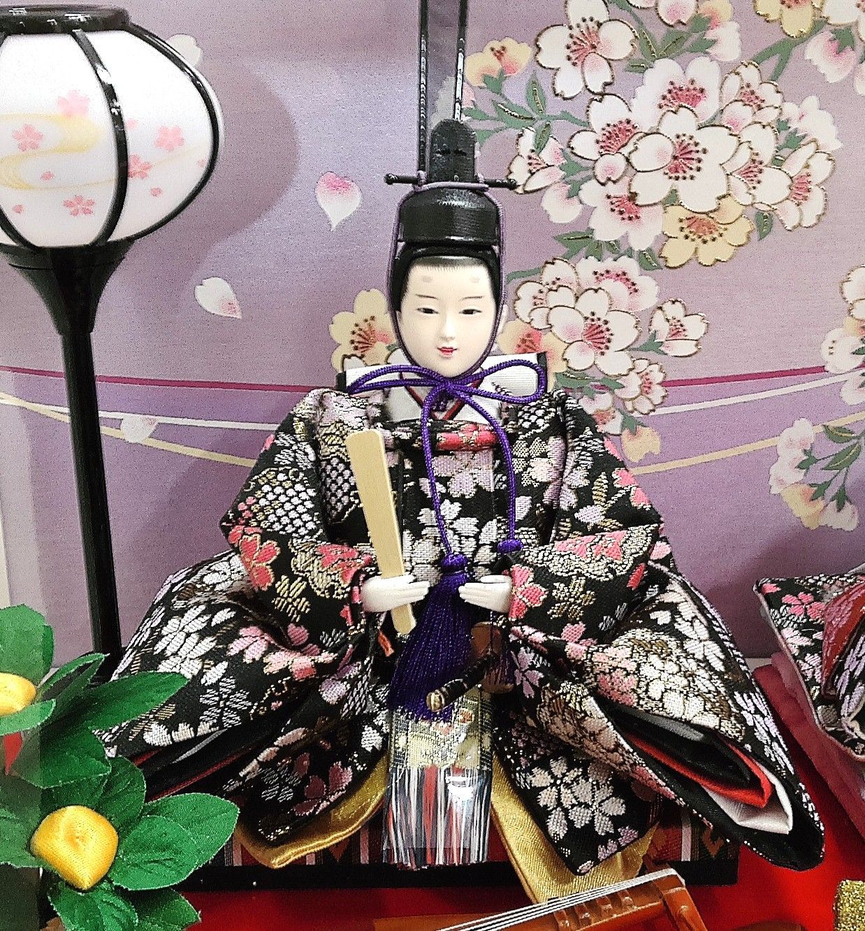 M 宅140 0690 雛人形 親王飾り 芥子 二人 白 ブルーアクリルケース入り ライト付き オルゴール付き 段ボールあり ♥品