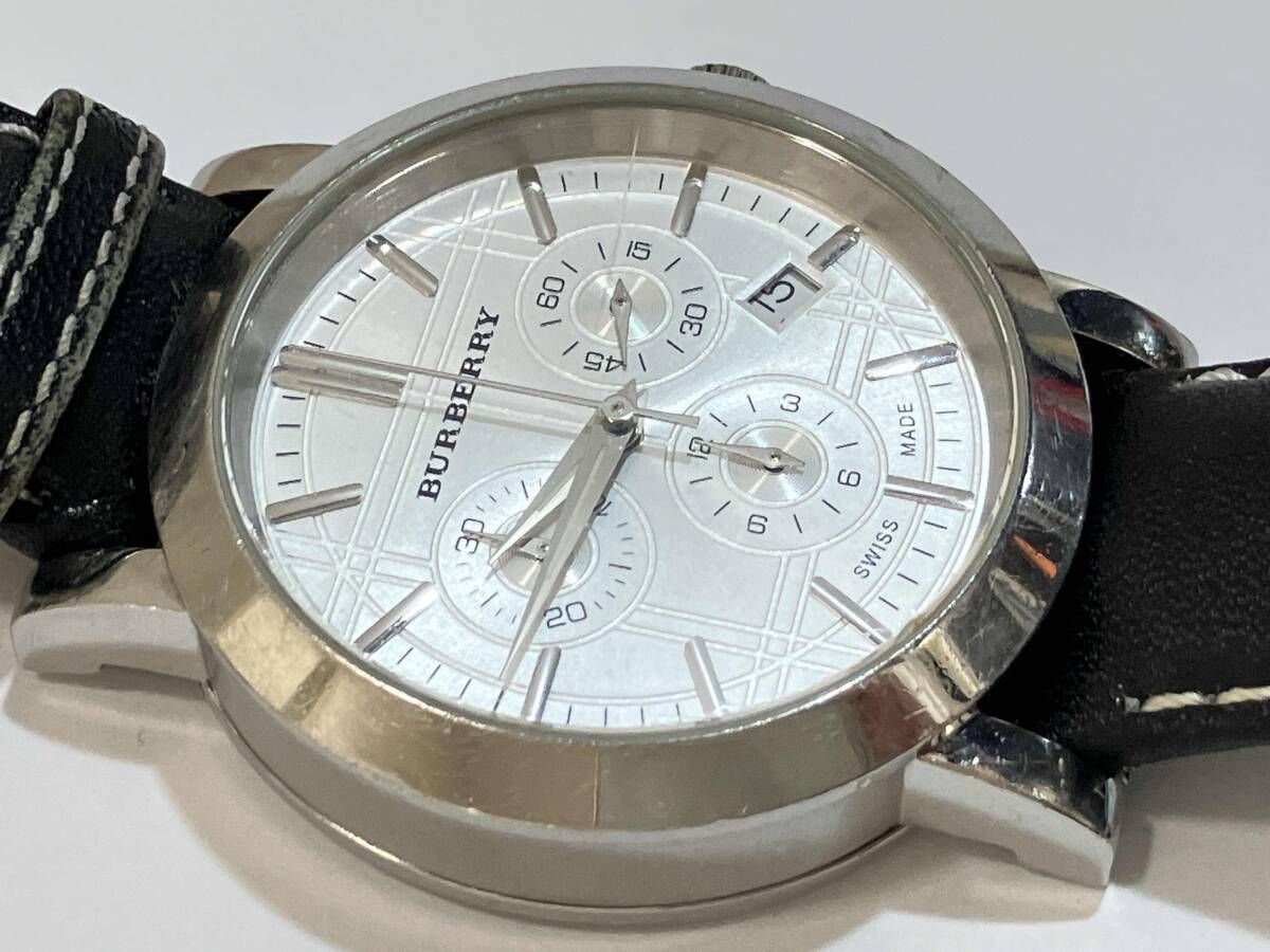 岸170 不動品 BURBERRY バーバリー BU1361 SWISS MADE クロノ デイト 