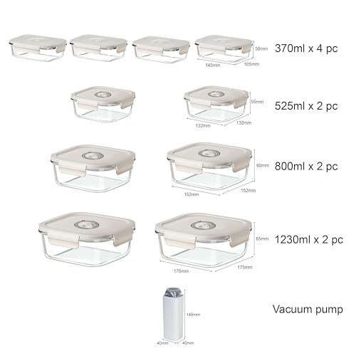 Y K YUKO 融光 真空保存容器 耐熱ガラス 525 ML 800 1230 ムモデル 手動ポンプセット 食品保存 鮮度長持ち 漏れ防止 食品真空保管ボックス 電子レンジ 冷蔵 冷凍OK 食洗機対応 におい移り防止 気密 衛