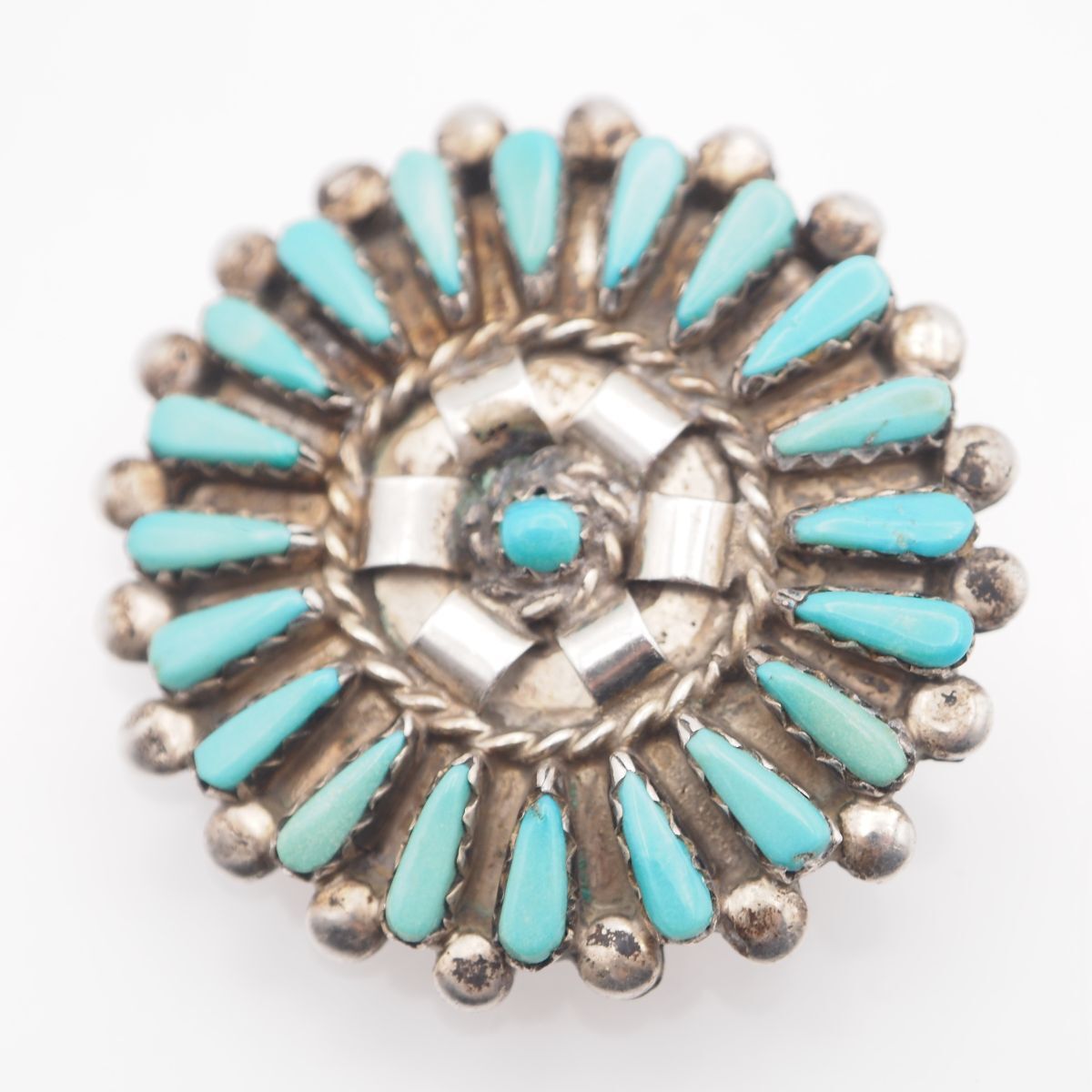 M370 ターコイズ トルコ石 作家物 Yamutewa作 ブローチ デザイン