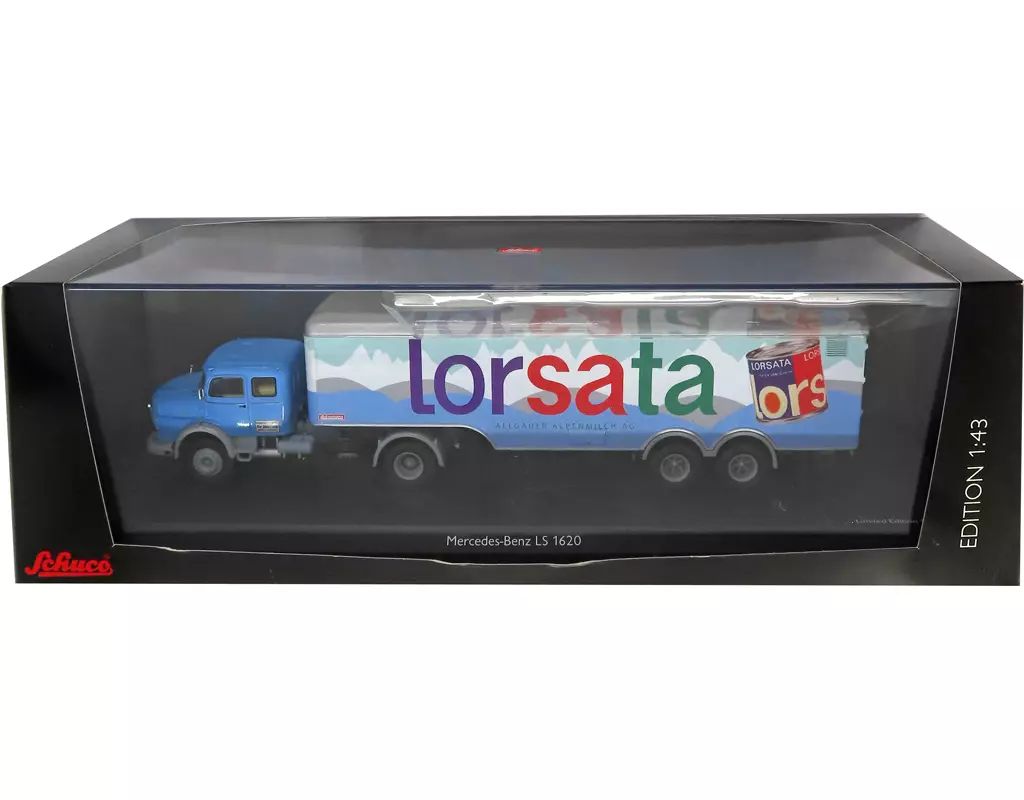 ミニカー Mercedes Benz LS 1620 mit Anhanger Lorsata ブルー シルバー