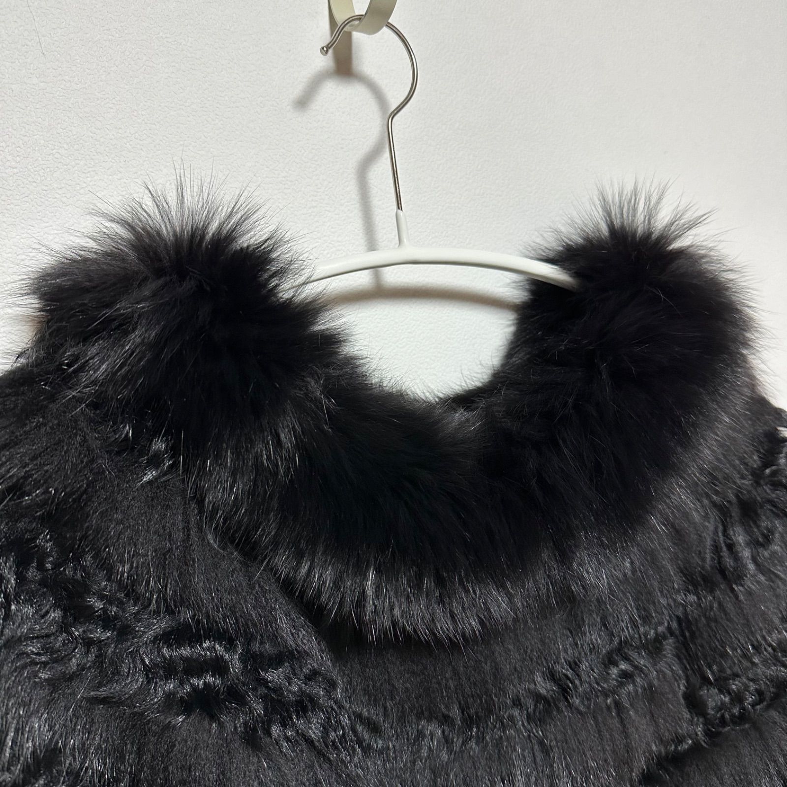 S'ninon selected 本毛皮 ファーケープ 日本製 被りタイプ ラビット