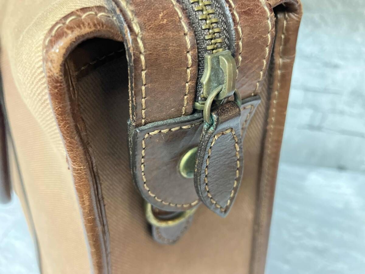 BEAMS F ブライドルレザー コットンツイル ブリーフケース ビームス