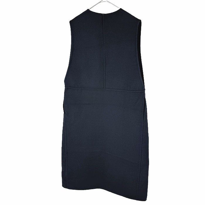 Drawer ドゥロワー ウール100％ ノースリーブワンピース ネイビー 紺  