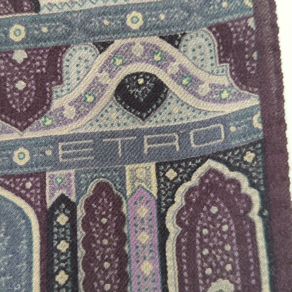 X エトロ ETRO ストール スカーフ ペイズリー柄 ウール シルク 紫