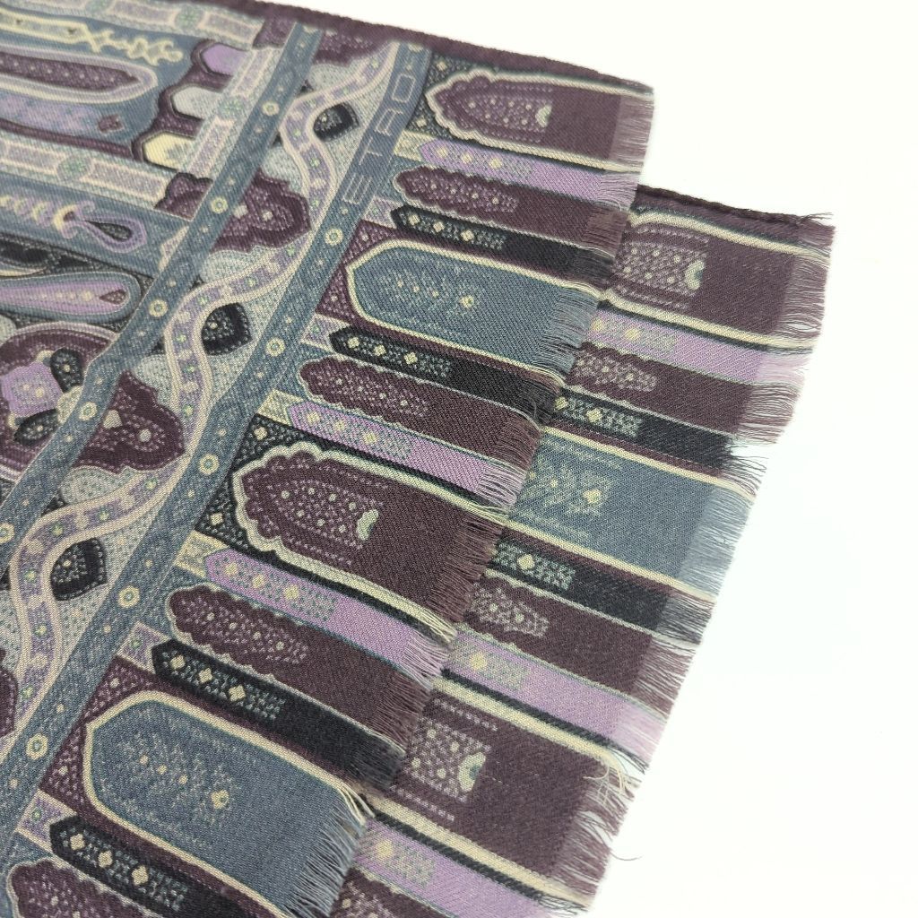X エトロ ETRO ストール スカーフ ペイズリー柄 ウール シルク 紫