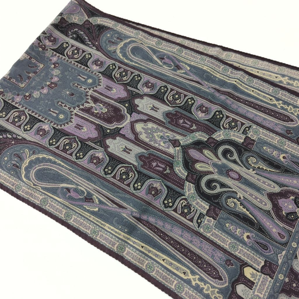 X エトロ ETRO ストール スカーフ ペイズリー柄 ウール シルク 紫