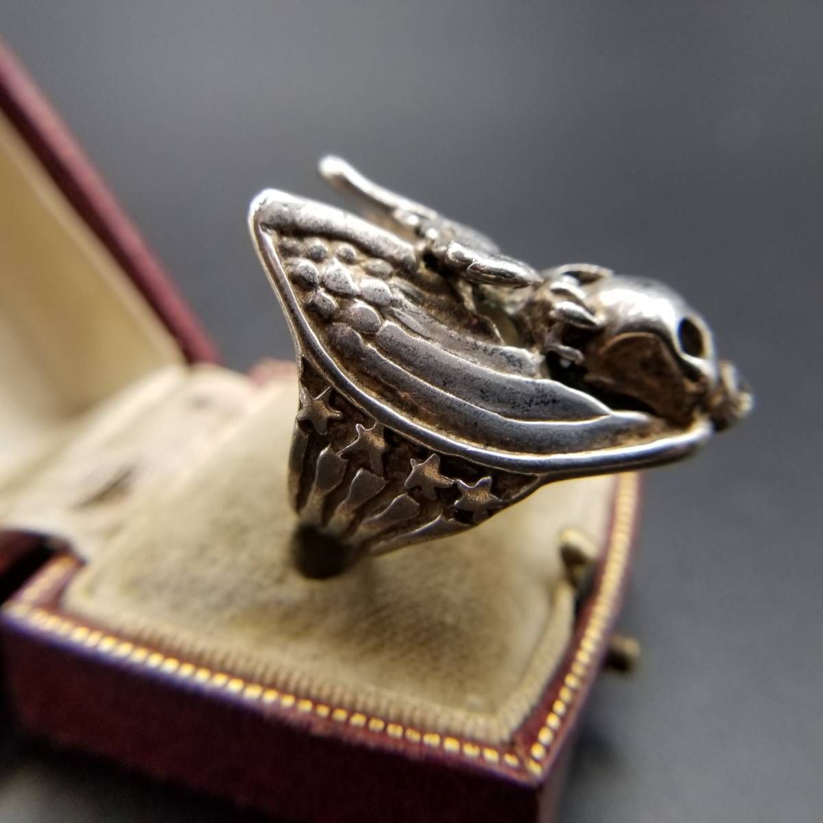 ゴシック ドクロ 鷲 立体彫刻 バイカー 925 シルバー ヴィンテージ