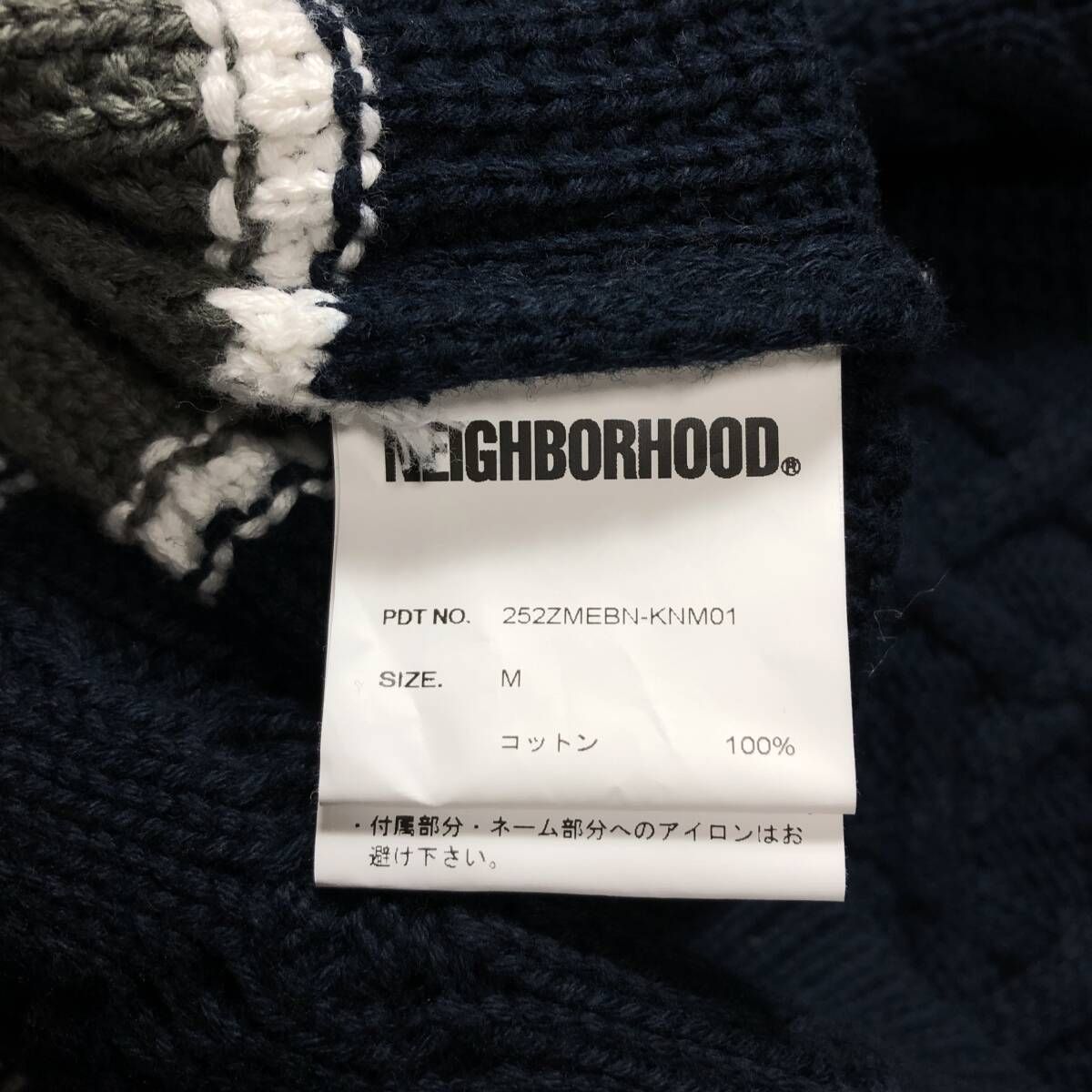 GQ4591◇NEIGHBORHOOD / L.L.Bean : 25aw BORDER CABLE KNIT◇M◇NAVY 