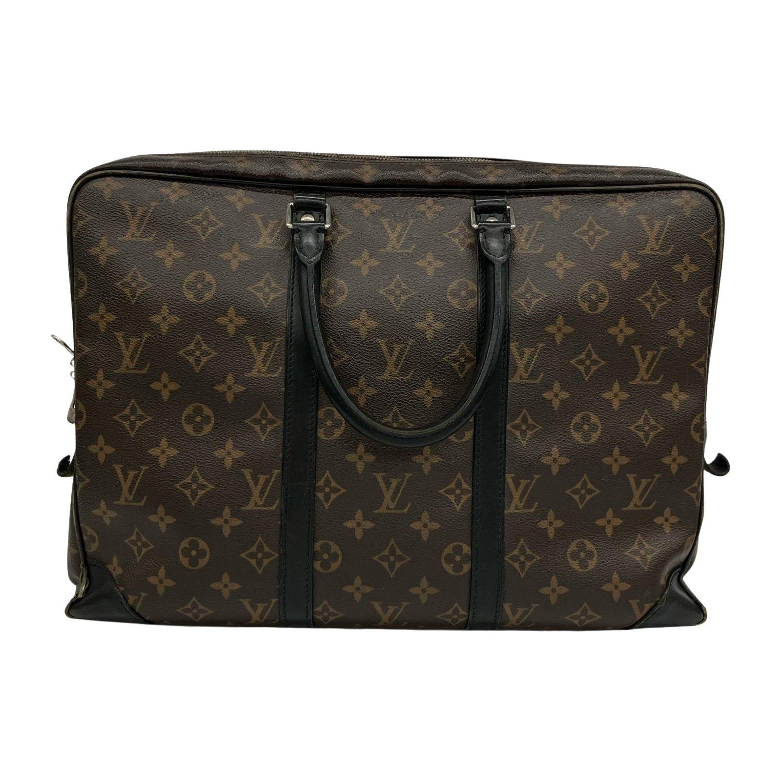 △△ LOUIS VUITTON Louis Vuitton Monogram Macassar Porte Documin Voyage Briefcase Tag Missing M40225 Brown