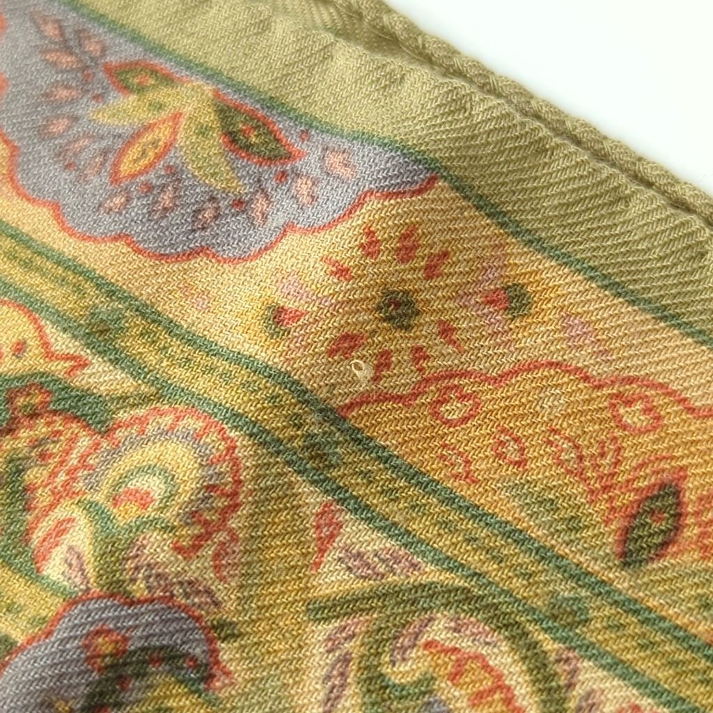 Y エトロ ETRO ストール スカーフ ペイズリー ウール シルク 緑 黄色