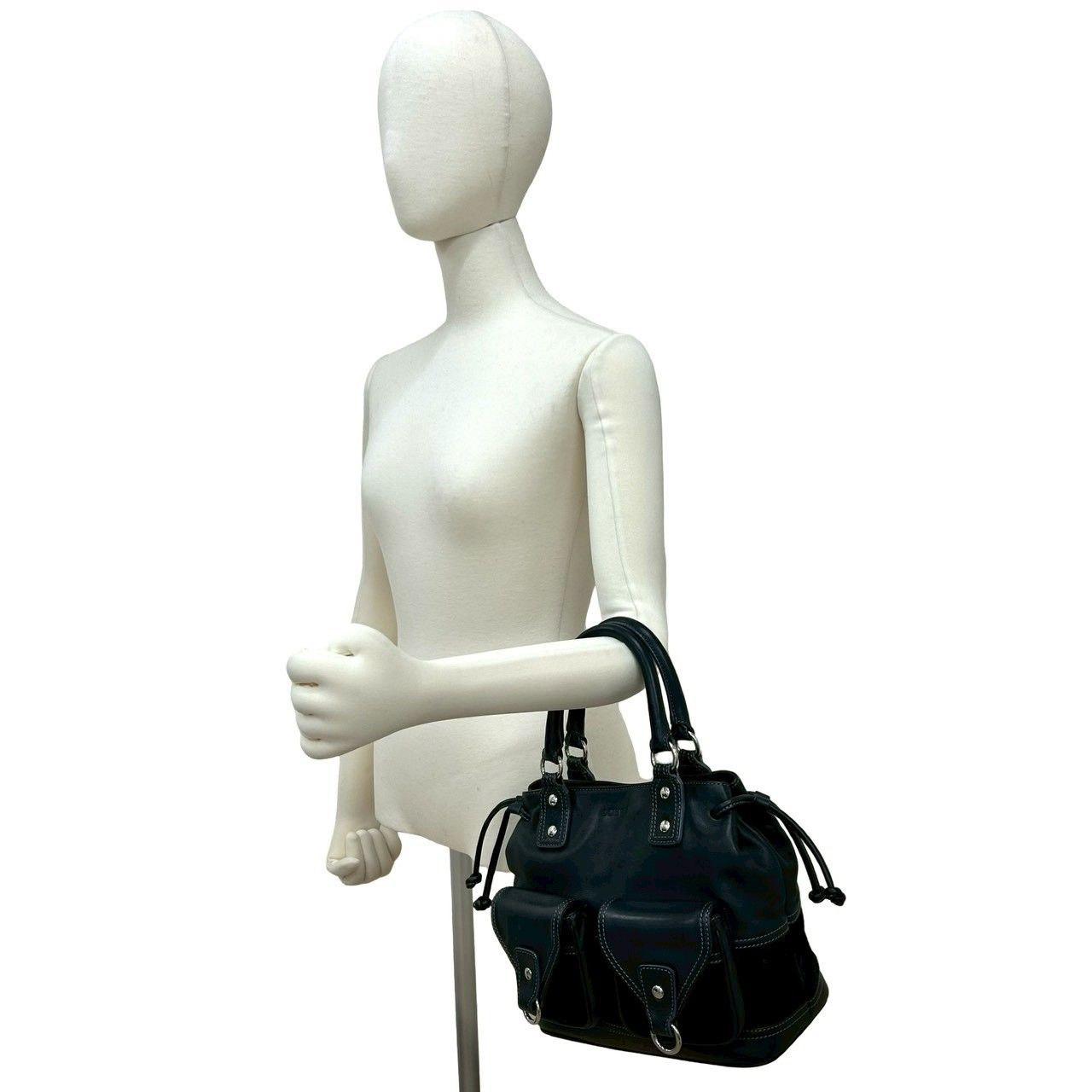 極 美品 LOEWE ロエベ アナグラム 柄 型押し ロゴ レザー 本革