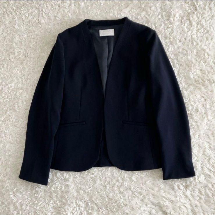 anysis ノーカラー パンツスーツ セットアップ ネイビー - メルカリ